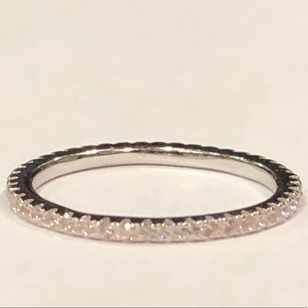 925 silver pink CZ stackable ring - Picture 7 of 8